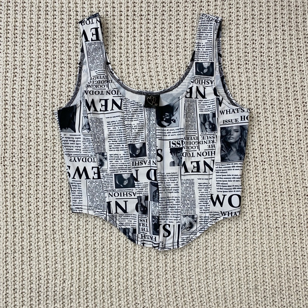 Newspaper Print Tank Top